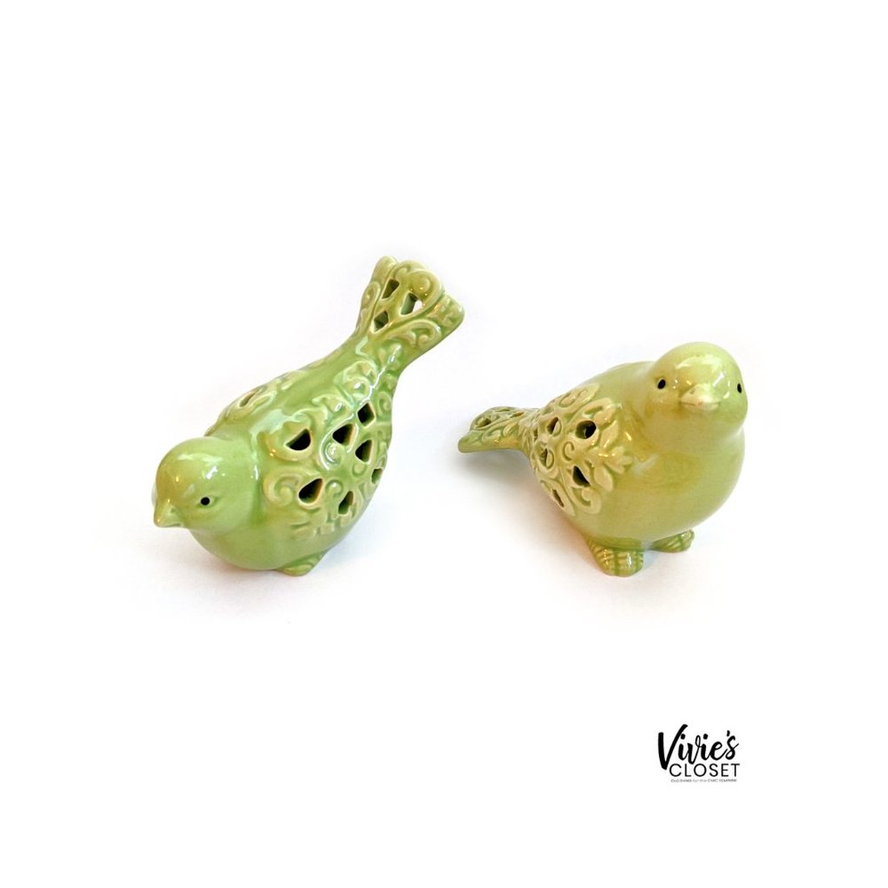 Pair of Light Green Figurine Birds
